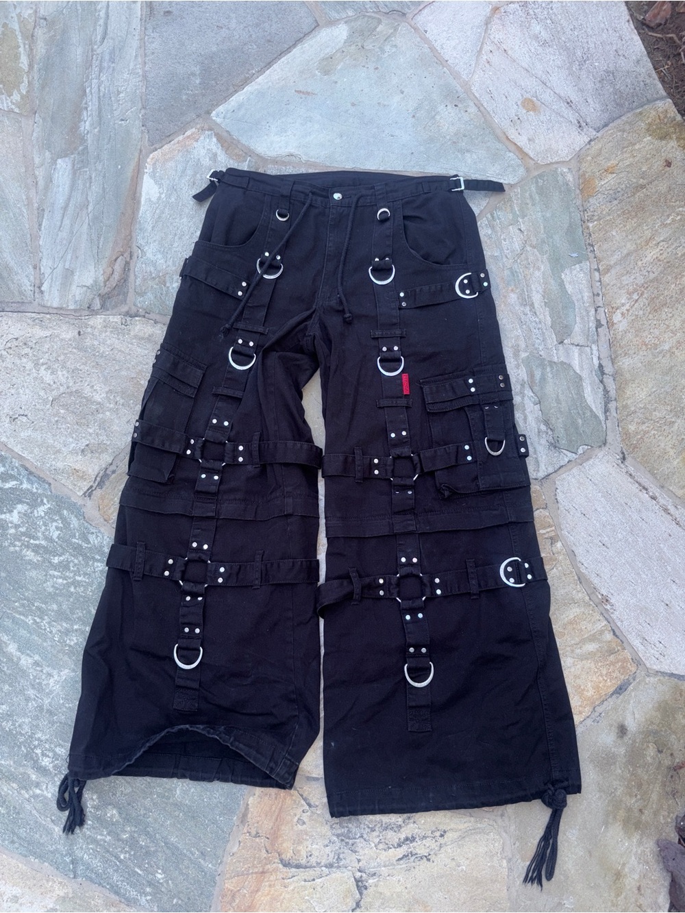 Tripp nyc Black Bondage Harness wide leg pants/shorts HARNESS DARK STREET PANT